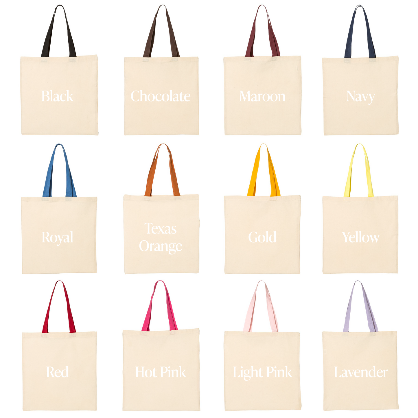 CONTRAST-COLOR HANDLE TOTE BAGS