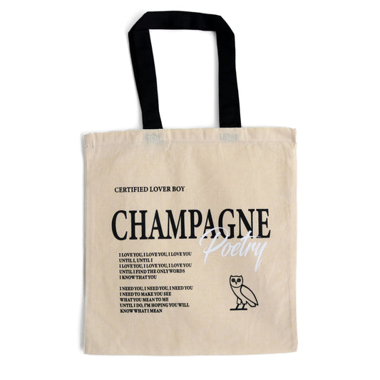 CHAMPAGNE POETRY TOTE BAG