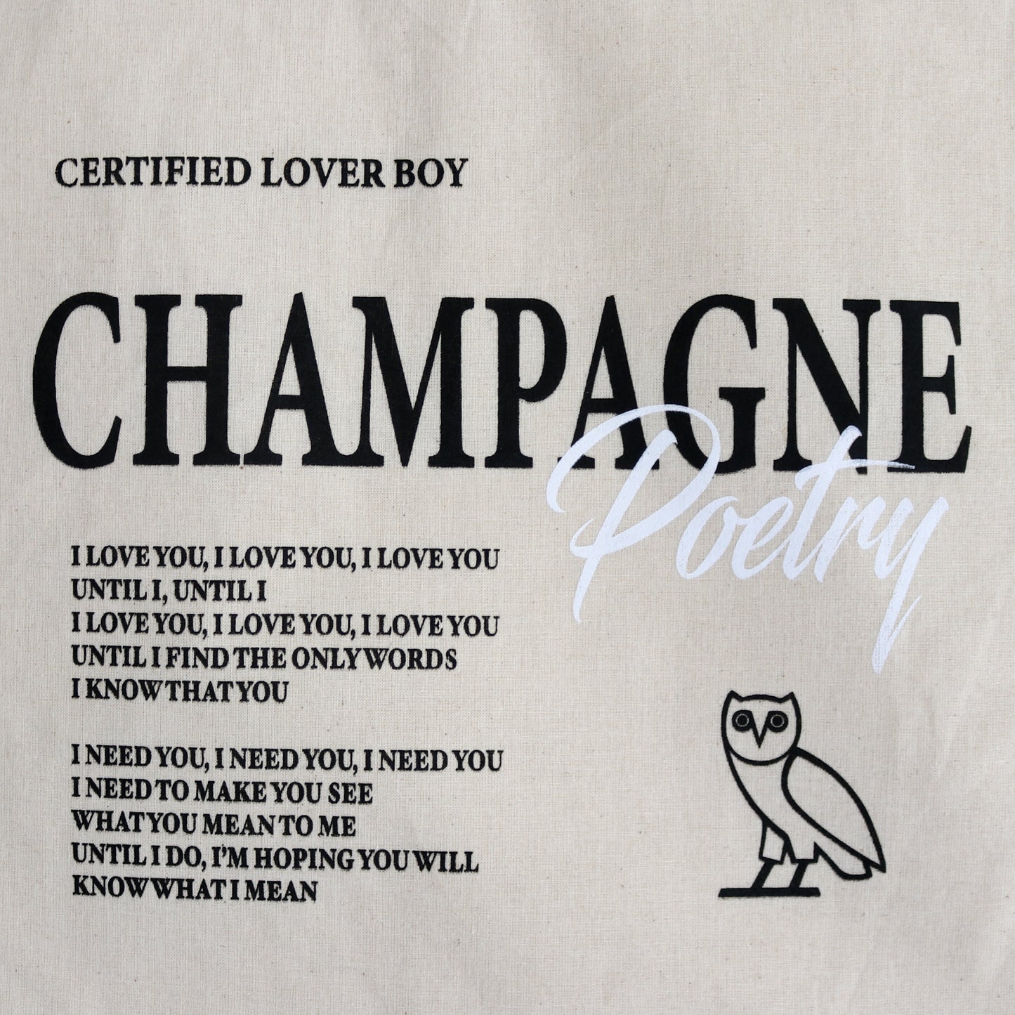 CHAMPAGNE POETRY TOTE BAG