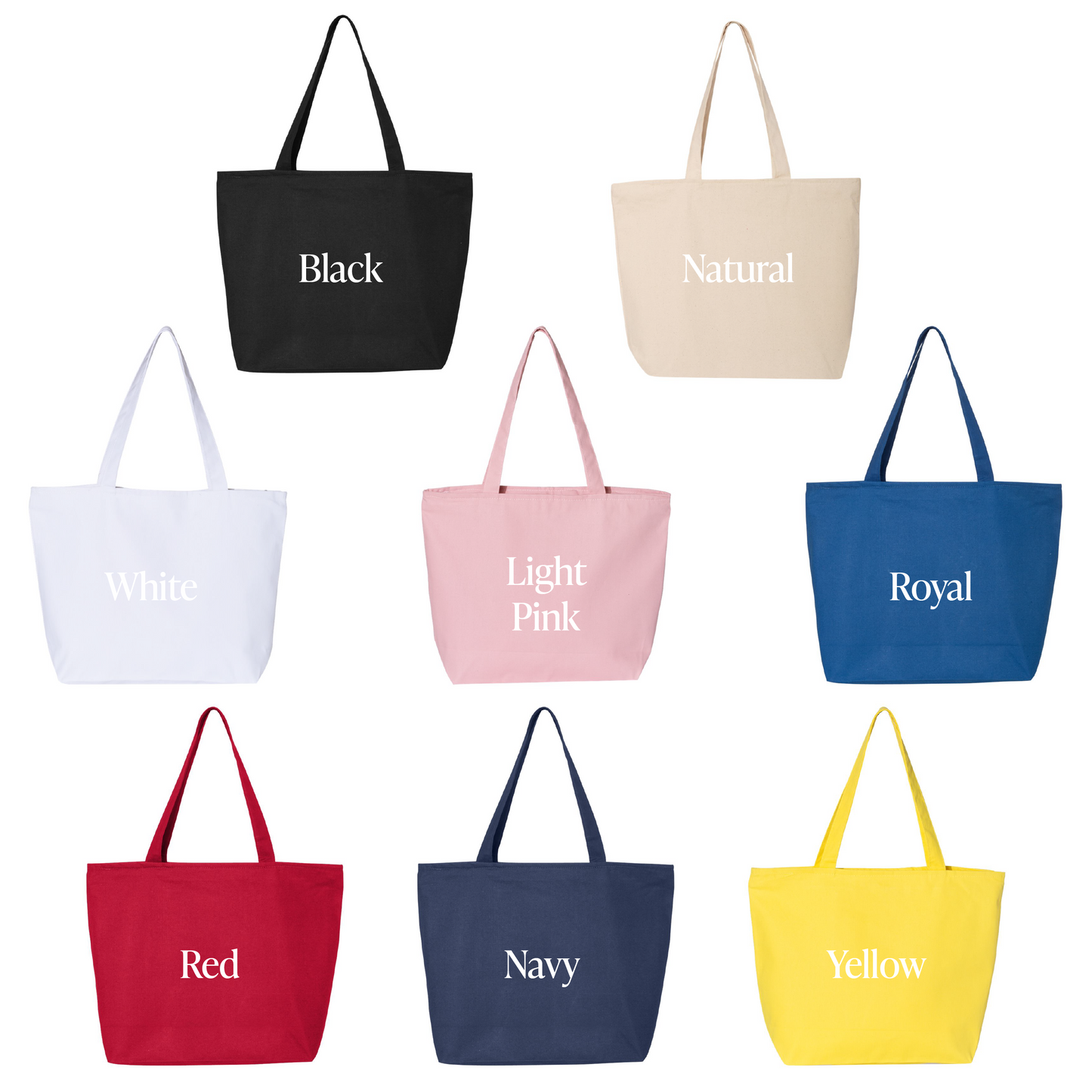 LARGE ZIPPERED TOTE BAGS